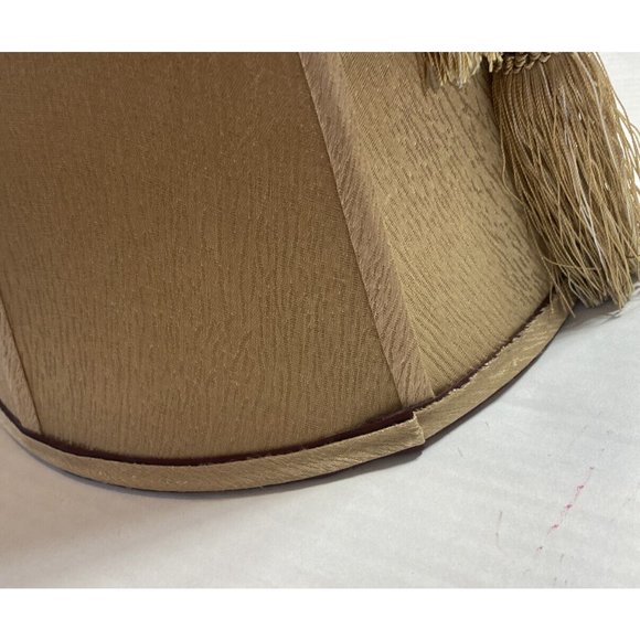 Vintage Golden Lampshade Horn Empire Tassels Red Ribbon Trim Luxury Home Lamps - Picture 4 of 8